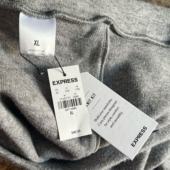 NEW Express Gray High Waisted Knit Kit Pants Size XL - Picture 6 of 13